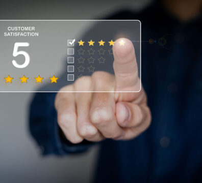 Five stars in the dark. Customer experience and satisfaction concept.